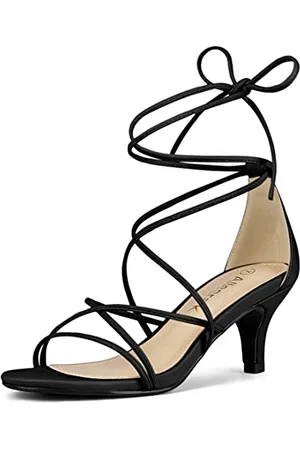 Allegra K Damen Riemchen-Sandalen mit Kitten-Absatz zum Schnüren 39