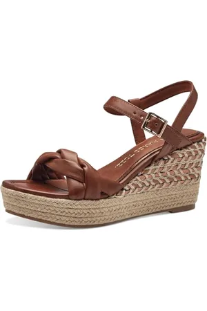 Marco Tozzi Damen Sandalen mit Keilabsatz mit Verstellbarem Riemen Vegan, Braun , 40 EU