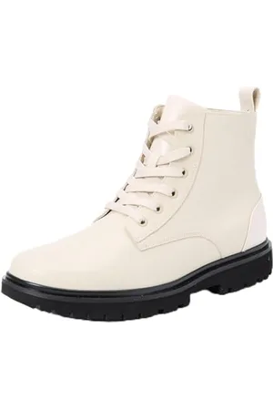 Calvin Klein Damen Mid Boot Stiefel Eva Boot Laceup Schuhe, Beige (Eggshell), 38