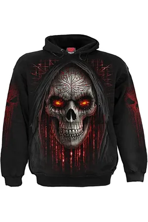 Spiral Cyber Death Hoodie Männer Kapuzenpullover M 100% Baumwolle Horror, Rockwear, Totenköpfe