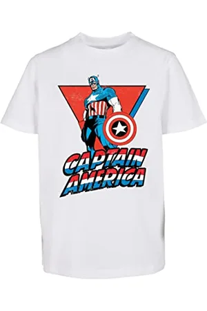 Mister Tee Unisex Kids MTK192-Marvel Captain America Tee T-Shirt, White, 110/116