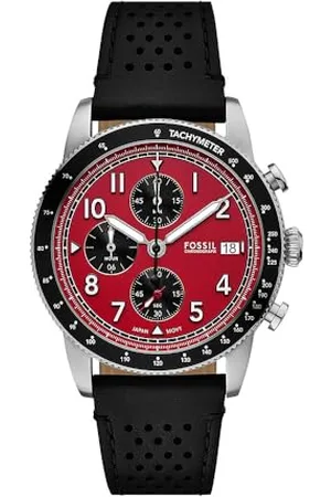 Fossil Herren Analog Quarz Uhr mit Leder Armband FS6086