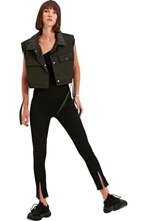 Trendyol Damen Zwarte tip gedetailleerde gebreide panty Leggings, , XS EU