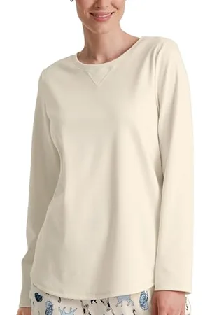 Calida Favourites Langarmshirt Damen, aus 100% Baumwolle, Dicker, wärmender Stoff