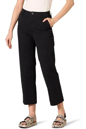 Amazon Damen Knöchellange Chinohose mit normaler Passform hohem Bund und weitem Bein, , 42