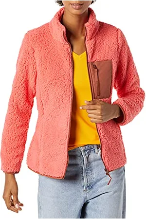 Amazon Damen Lange Sherpa-Jacke Mit Stehkragen, Durchgehendem Reißverschluss Und Gewebtem Saum (Erhältlich In Übergröße), , XL
