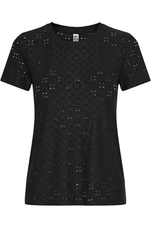 JDY Damen CATHINKA S/S Tag JRS NOOS Top, Black, M