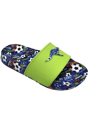 KangaROOS K-Slide Print Sandale, Lime/Soccer, 33 EU
