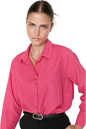 Trendyol Damen Fuchsia Loose Fit Shirt, Fuchsia, 36 EU
