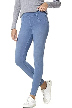 HUE Damen Super Soft Stretch High Rise Straight Leg Denim Leggings, Jeggings with No Side Seams Strumpfwaren, , S