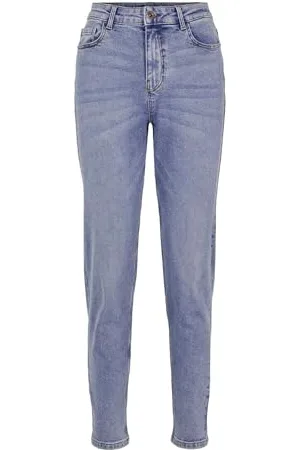 Pieces® Damen Pckesia Mom Hw Ank Jns Lb142-vi Noos Bc Jeans, Dark Blue Denim, L EU