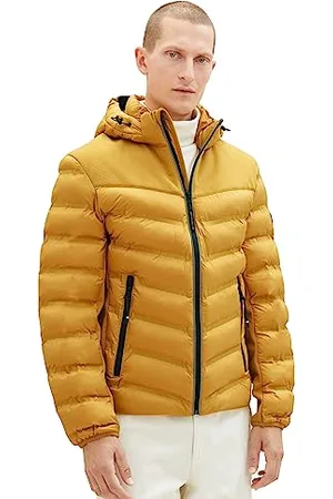 TOM TAILOR Herren 1037341 Hybrid Steppjacke mit Abnehmbarer Kapuze, 10533-golden Fall, XL