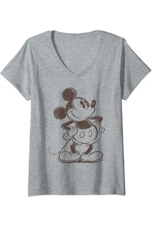Disney Mickey Mouse Pencil Sketch Original T-Shirt mit V-Ausschnitt