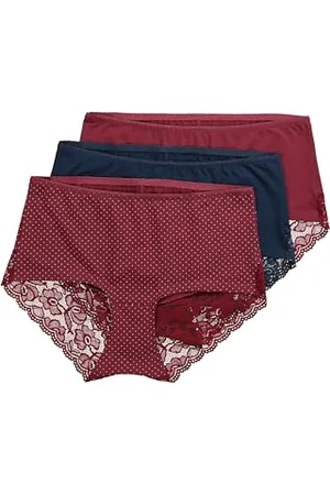 Ulla Popken Damen große Größen Übergrößen Plus Size Hipster, 3er-Pack, Spitzen-Einsatz