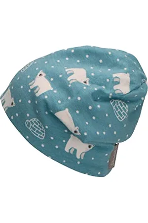 Sterntaler Baby Jungen Beanie Baby Slouch-Beanie Eisbär Mütze - Beanie Baby, Kinderbeanie - gefüttert mit Baumwoll Fleece - himmelblau, 39