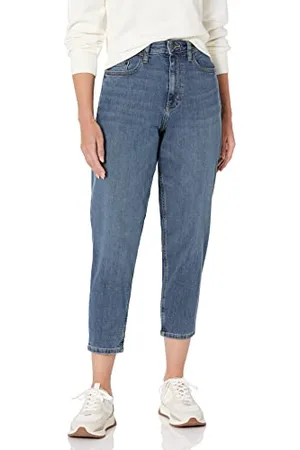 Amazon Damen Schmal zulaufende, knöchellange Jeans mit Lockerem Bein und hohem Bund, , 36
