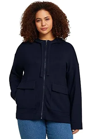 TOM TAILOR Damen Plussize Boxy Fit Sweatjacke mit Kapuze