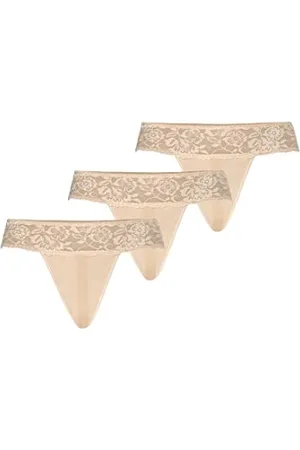 Teyli Damen String Tanga aus Mesh mit Spitze 3er Pack XXL