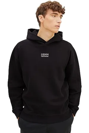 TOM TAILOR Herren 1037612 Relaxed Fit Hoodie in Cutline-Optik, 29999-Black, XL