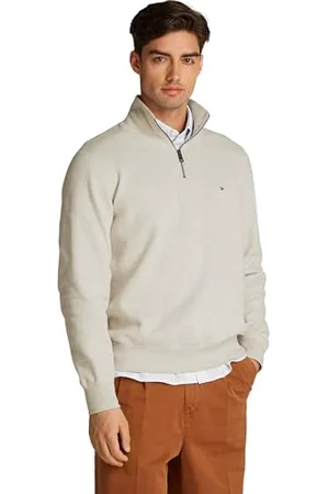 Tommy Hilfiger Herren Sweatshirt mit Reißverschluss Essential Fleece 1/4 Zip Troyer Kragen, , XL