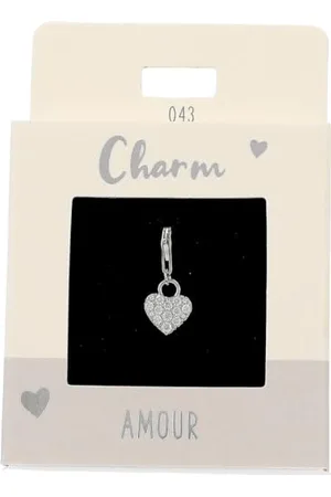 Depesche 11785-043 Charms Express yourself - Anhänger für Halsketten und Armband, Herz, versilbert, als kleines Geschenk