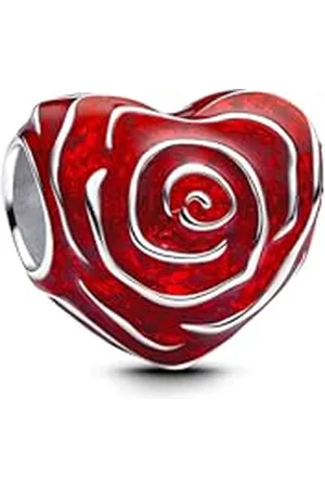 PANDORA Moments Rose Herz Charm aus Sterling Silber, Kompatibel Moments Armbänder, 793673C01