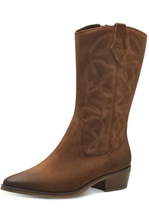 Marco Tozzi Damen Hohe Stiefel mit Absatz Cowboy Spitz, Braun , 39 EU