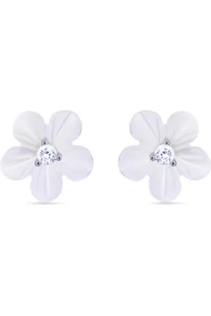 Luxenter Pendientes Flor de Plata de Ley 925 acabado en rodio
