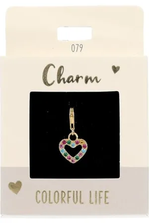 Depesche 11785-079 Charms Express yourself - Anhänger für Halsketten und Armband, buntes Herz, vergoldet, als kleines Geschenk
