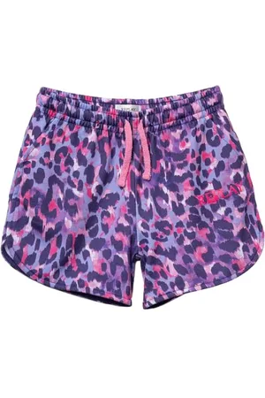 Replay Mädchen Jogginghose Kurz Bequem, Mehrfarbig (Animalier Lilac/ Pink 010), 8 Jahre