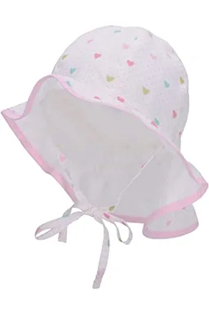 Sterntaler Baby Mädchen Hut Baby Sonnenhut Herzi - Baby Hut, Kopfbedeckung Baby Sommer, Sommerhut Baby - aus Baumwolle - beige, 49