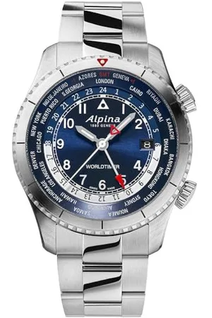 Alpina Herren Analog Quarz Uhr mit Edelstahl Armband mid-39672