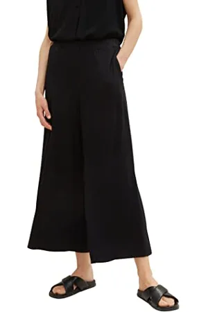 TOM TAILOR Damen 1036682 Basic Culotte Hose, 14482-Deep Black, 34W / 26L