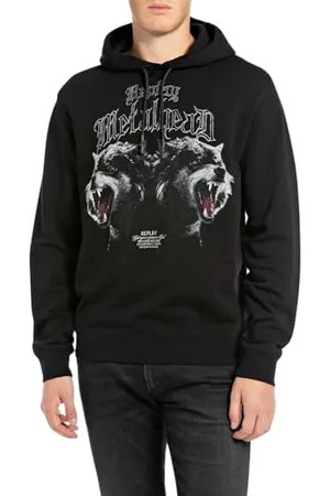 Replay Herren Hoodie mit Print, Schwarz (Black 098), 3XL