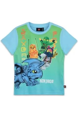 KABOOKI Lego Ninjago T-Shirt für Kinder | Kurzarm | T-Shirt für Jungen | 100% weicher Baumwolle |104 | Hellblau