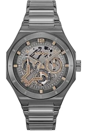HUGO BOSS Multi Zifferblatt Quarz Uhr für Herren Kollektion #Grail Skeleton mit Graues Edelstahlarmband - 1530378