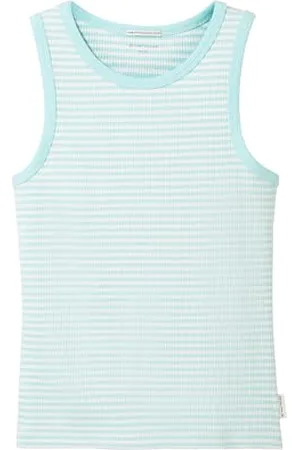TOM TAILOR Mädchen Kinder Top mit Streifen , turquoise and white stripe, 140