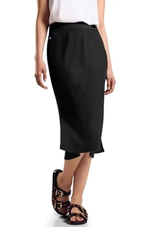 Street one Damen Gerippter Midi-Rock A361533, , 40