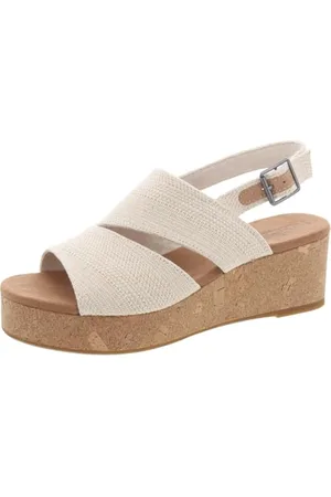 TOMS Damen Claudine Keilsandale, Natürliches Metallic-Leinen, 36 EU