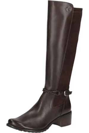 Caprice Damen Hohe Stiefel mit Absatz mit Schnalle Kniehoch, Braun , 38.5 EU