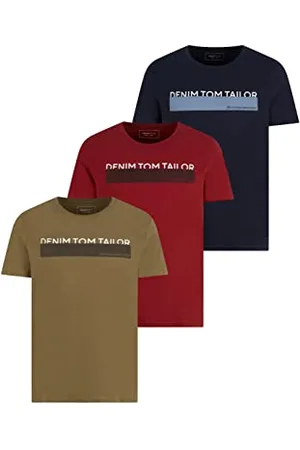 TOM TAILOR Herren Triplepack T-Shirt mit Print, Dry Greyish Olive, S
