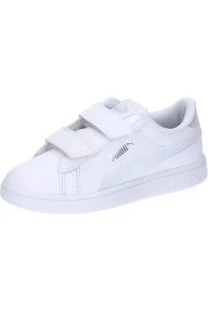 PUMA Smash 3.0 Holo 2.0 V PS Sneaker, White-Mauve Mist Silver, 29 EU