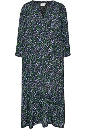 Kaffe Damen Print Dress 3/4 Arm Below The Knee Lässiges Kleid, , 38