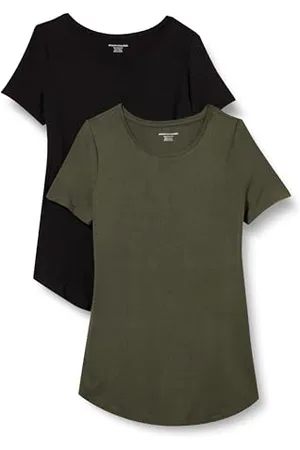 Amazon Damen Tunika mit U-Ausschnitt und Kurzen Ärmeln, 2er-Pack, , XXL