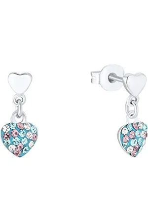 Prinzessin Lillifee Ohrhänger 925 Sterling Silber Mädchen Kinder Ohrschmuck, mit Preciosa, 1,2 cm, Silber, Herz, Kommt in Schmuck Geschenk Box, 2036429