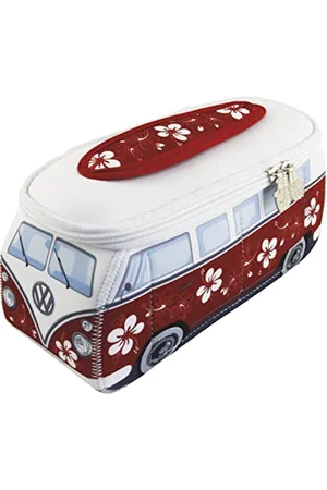 Brisa VW Collection - Volkswagen Neopren Universal-Schmink-Kosmetik-Kultur-Reise-Apotheke-Tasche-Mäppchen-Beutel T1 Bulli Bus ( /Rot/Klein)