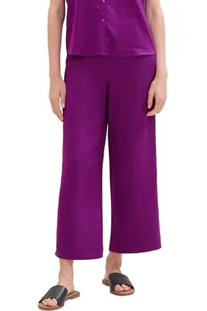 TOM TAILOR Damen Leinen Culotte Hose, dark orchid, 44/28