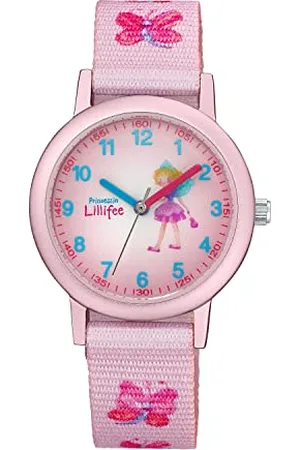 Prinzessin Lillifee Armbanduhr Mädchen Kinder Quarzuhr Analog, mit Textil Armband, 3 bar Wasserdicht, Kommt in Uhren Geschenk Box
