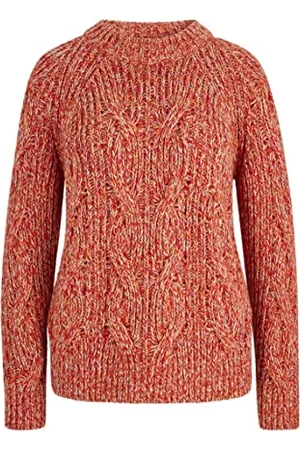 HUGO BOSS Damen C Favania Regular-Fit Pullover mit Zopfmuster Hellorange L