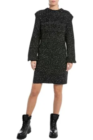 Replay Damen Strickkleid Kurz, (Schwarz), L